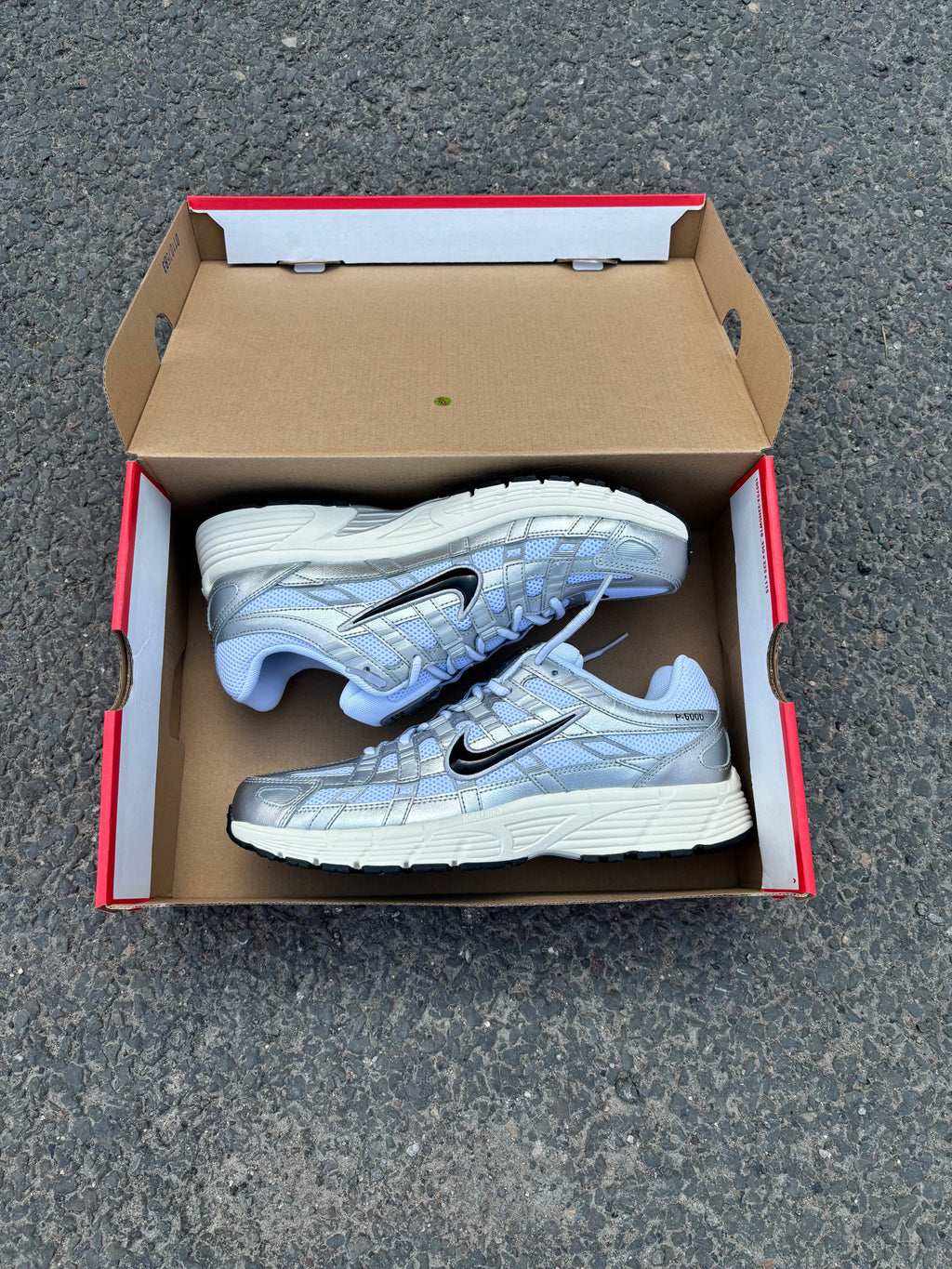Nike P-6000 White Metallic Silver Flat Silver Black