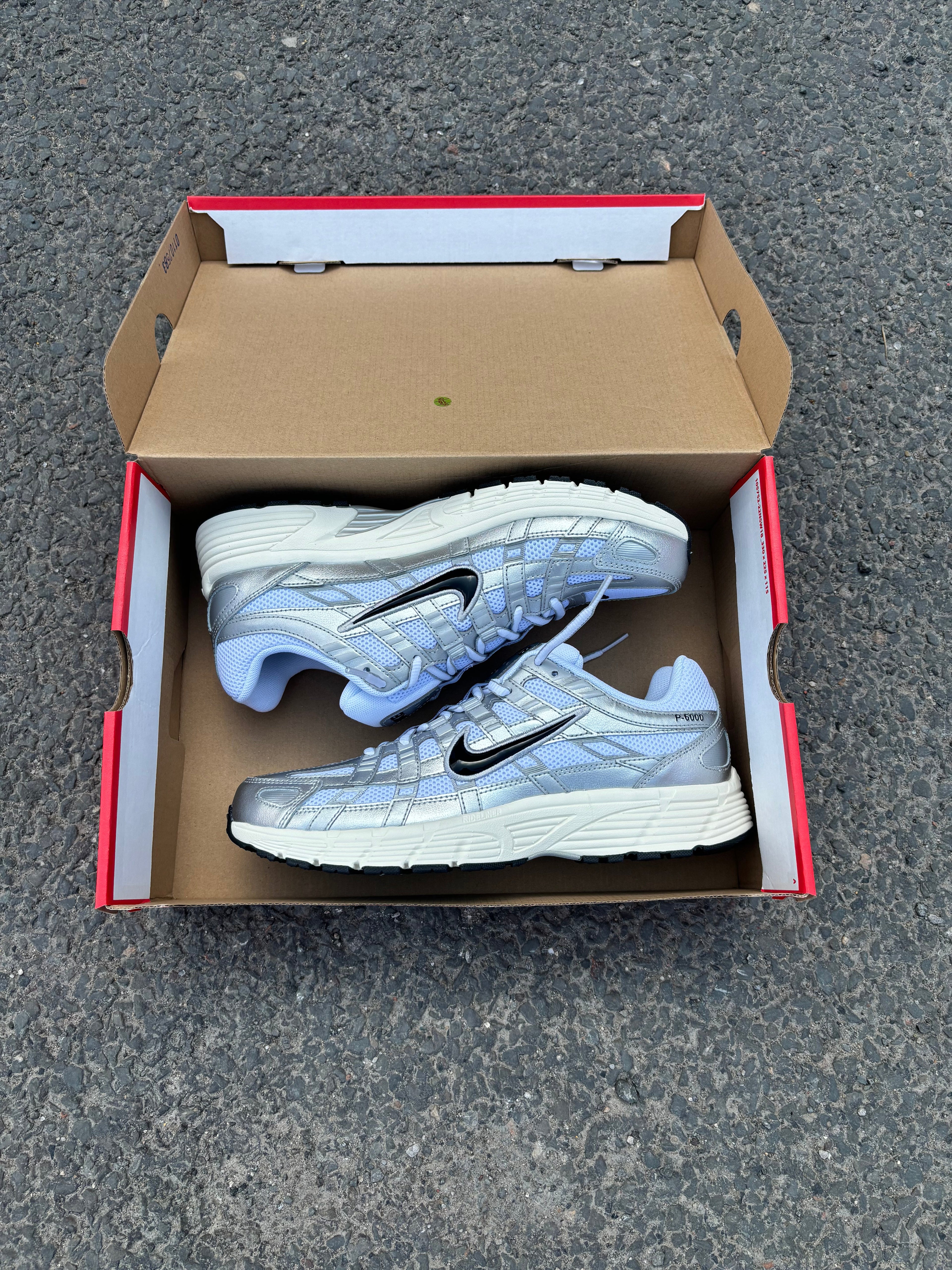 Nike P-6000 White Metallic Silver Flat Silver Black