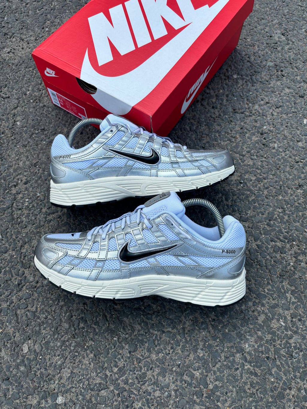 Nike P-6000 White Metallic Silver Flat Silver Black