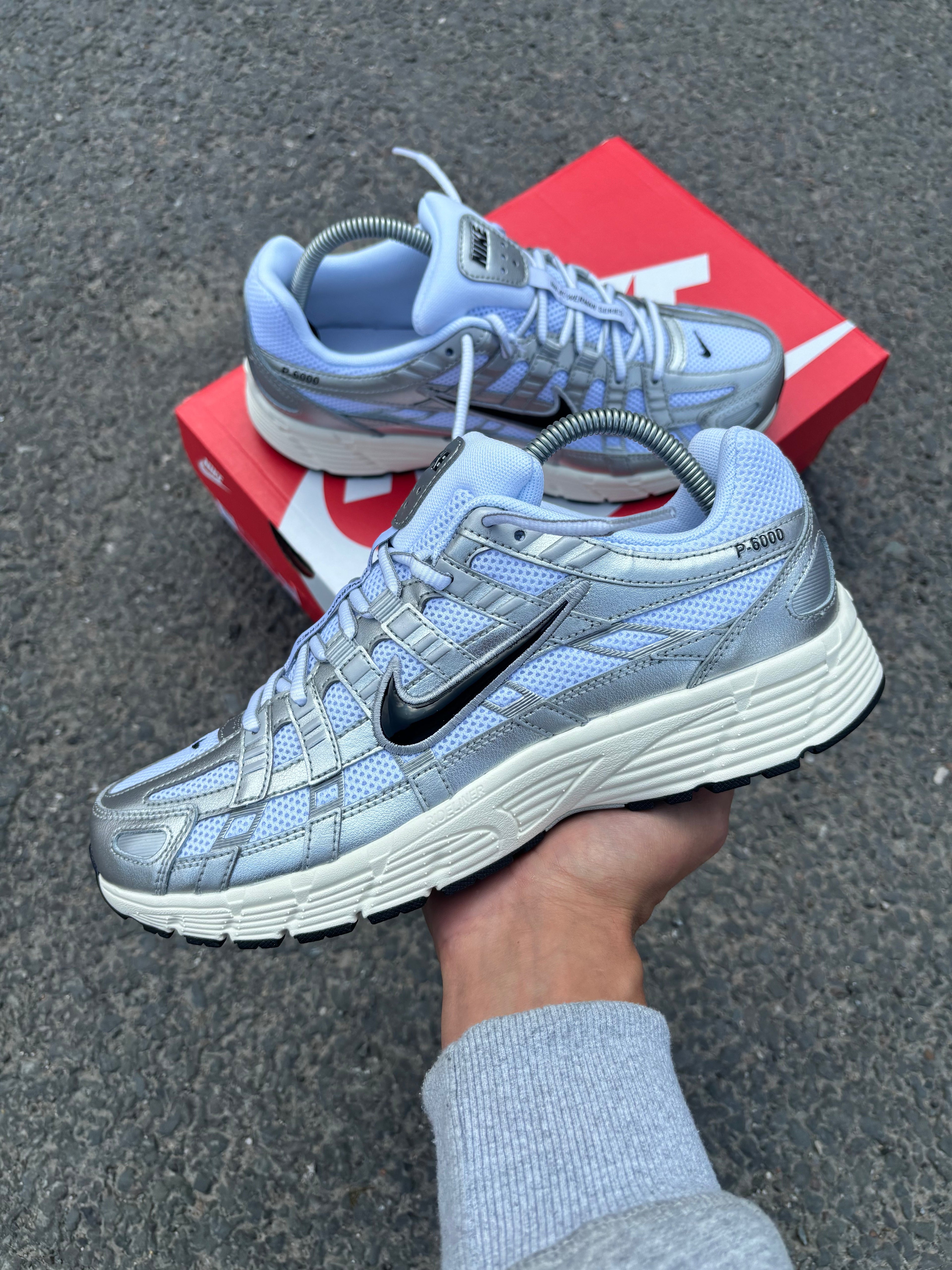 Nike P-6000 White Metallic Silver Flat Silver Black